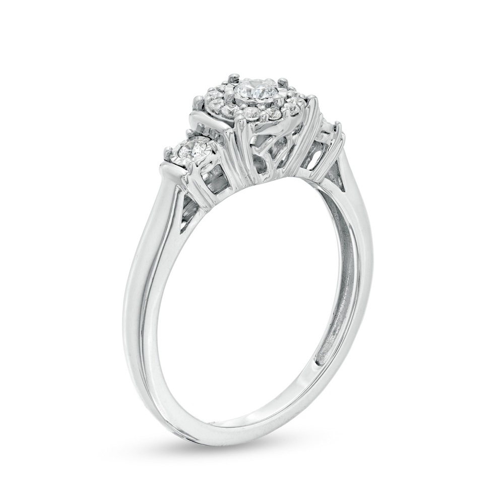 Stunning 0.25 CT Diamond Engagement Ring 10K White Gold